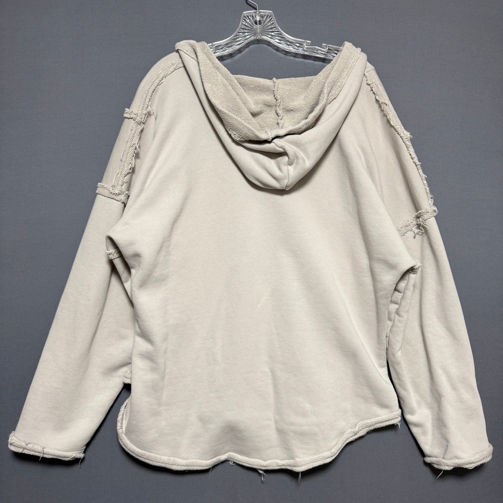 Natural Life Hoodie Womens L/XL Gray Raw Edge Pullover French Terry Boho Earthy - Picture 9 of 10